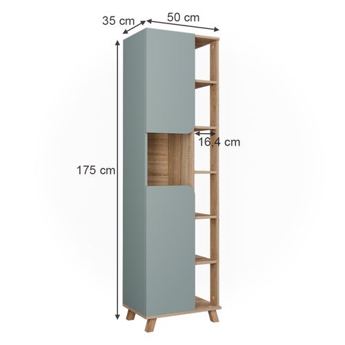 Armoire De Salle De Bain Karen 54683 Sonoma/bleu 50x175cm Avec 2 Portes