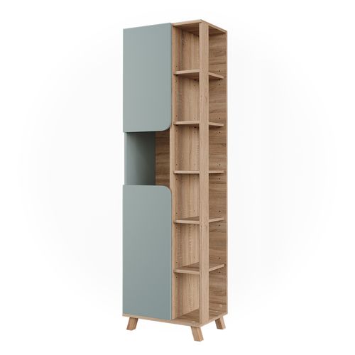 Armoire De Salle De Bain Karen 54683 Sonoma/bleu 50x175cm Avec 2 Portes