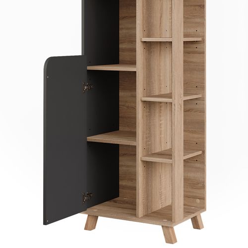 Armoire Haute Karen 54694 Sonoma/anthracite 50x175cm Avec 2 Portes