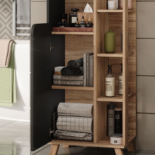 Armoire Haute Karen 54694 Sonoma/anthracite 50x175cm Avec 2 Portes