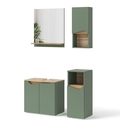 Ensemble De Meubles De Salle De Bains Marelle 54704 Vert/artisan 4 Teile