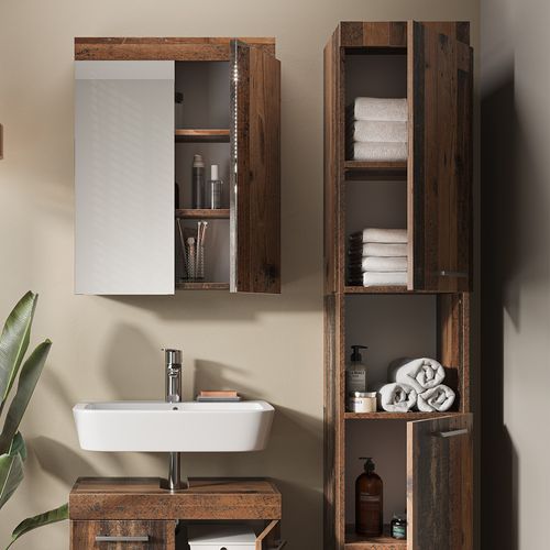 Ensemble De Meubles De Salle De Bains Luna 54708 Oldstyle 3 Pièces, Avec Armoire Haute