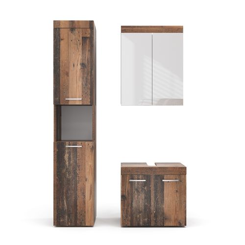 Ensemble De Meubles De Salle De Bains Luna 54708 Oldstyle 3 Pièces, Avec Armoire Haute