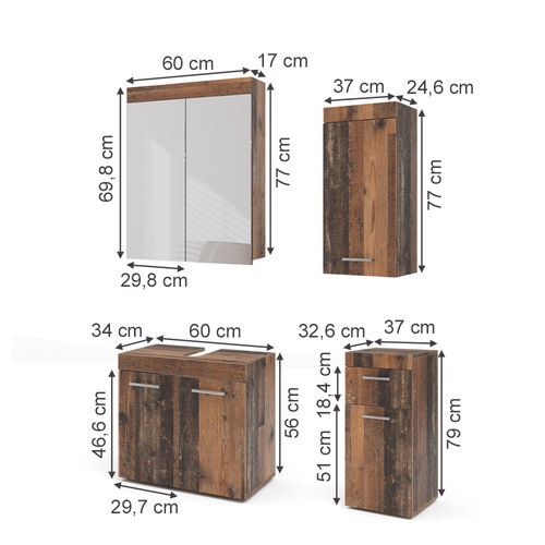 Ensemble De Meubles De Salle De Bain Luna 54709 Oldstyle 4 Pièces