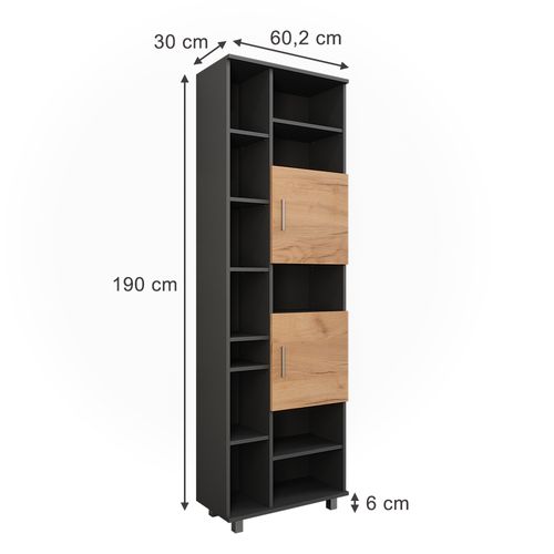 Armoire Haute Ilias 54757 Anthracite/chêne Doré 60.2x190cm