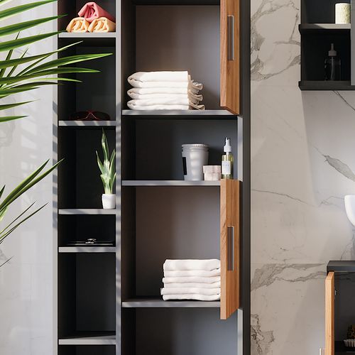 Armoire Haute Ilias 54757 Anthracite/chêne Doré 60.2x190cm