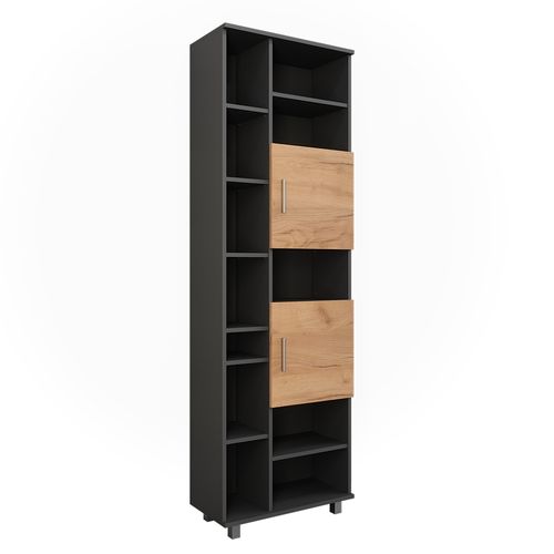 Armoire Haute Ilias 54757 Anthracite/chêne Doré 60.2x190cm