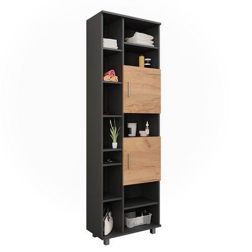 Armoire Haute Ilias 54757 Anthracite/chêne Doré 60.2x190cm