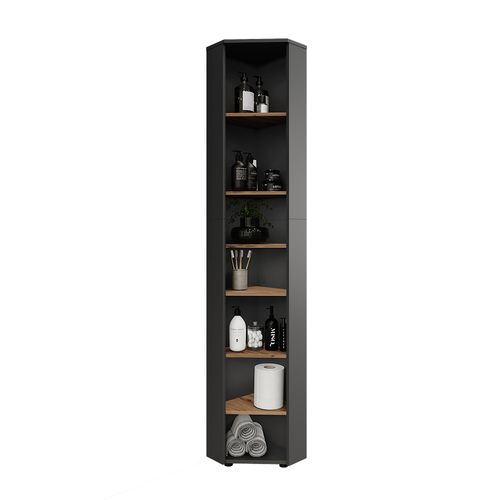 Meuble Haut Dangle Irma 54773 Anthracite/artisan 33x192cm 7 Compartiments