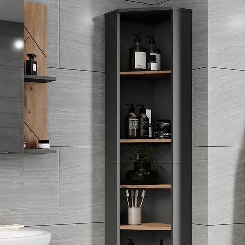 Meuble Haut Dangle Irma 54773 Anthracite/artisan 33x192cm 7 Compartiments