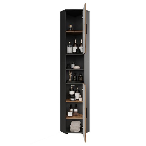Armoire Haute Irma 54775 Anthracite/artisan 33x192cm Avec 2 Portes