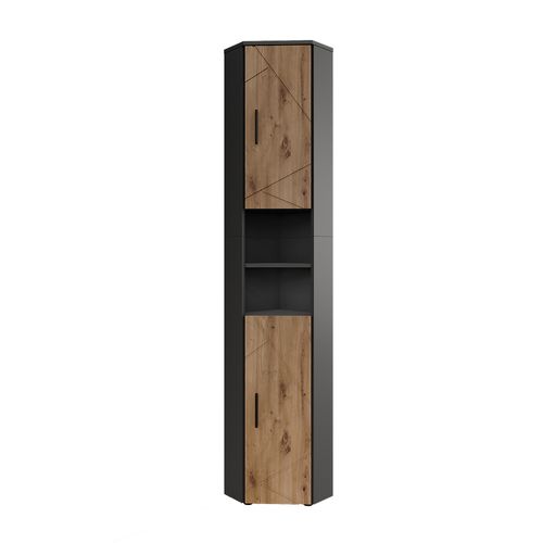 Armoire Haute Irma 54775 Anthracite/artisan 33x192cm Avec 2 Portes