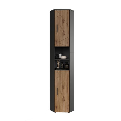Armoire Haute Irma 54775 Anthracite/artisan 33x192cm Avec 2 Portes