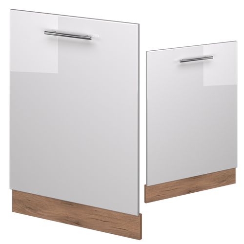 Façade De Lave-vaisselle Fame-line 54838 Blanc Haute Brillance 60cm , Pt Chêne