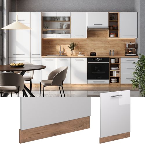 Façade De Lave-vaisselle Fame-line 54838 Blanc Haute Brillance 60cm , Pt Chêne