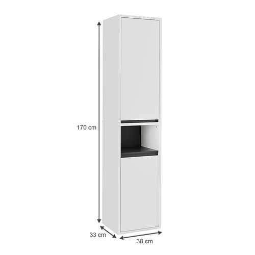 Armoire Haute Viola 54878 Blanc/gris 38x170cm Avec 2 Portes