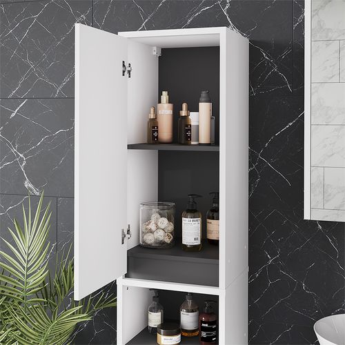 Armoire Haute Viola 54878 Blanc/gris 38x170cm Avec 2 Portes