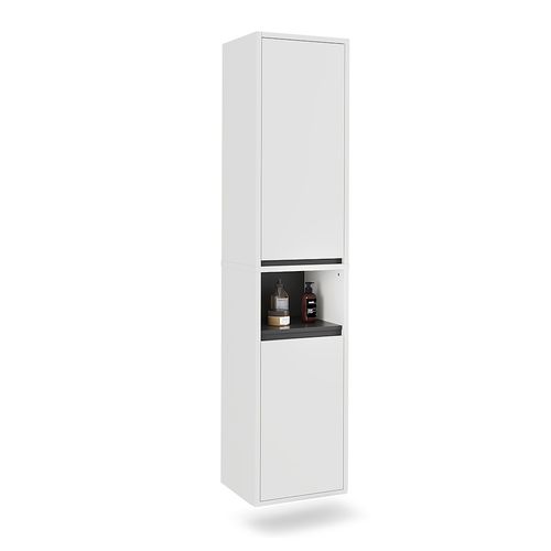 Armoire Haute Viola 54878 Blanc/gris 38x170cm Avec 2 Portes