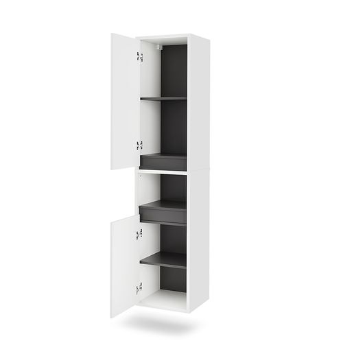 Armoire Haute Viola 54878 Blanc/gris 38x170cm Avec 2 Portes