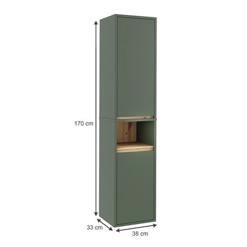Armoire Haute Viola 54880 Vert/artisan 38x170cm Avec 2 Portes