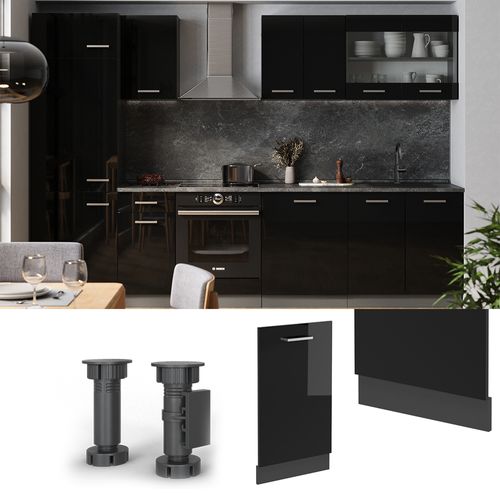 Façade De Lave-vaisselle R-line 54967 Noir Haute Brillance 45cm , Pt Anthracite