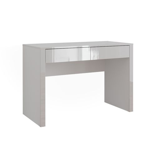 Bureau Annabelle, Blanc Brillant/blanc, 110x50cm Avec 2 Tiroirs