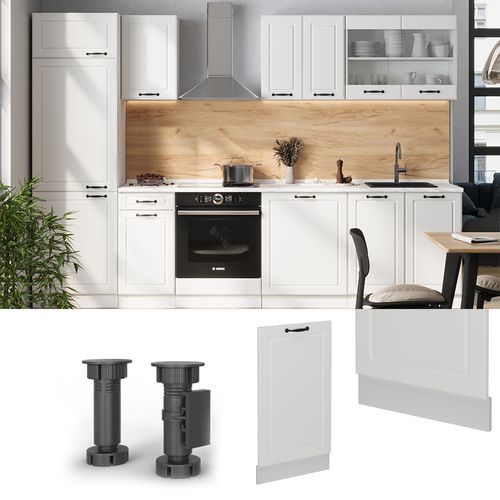 Façade De Lave-vaisselle R-line 55069 Blanc Campagne 45cm , Pt Marbre