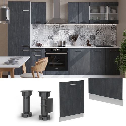 Façade De Lave-vaisselle R-line 55091 Béton Noir 60cm , Pt Anthracite