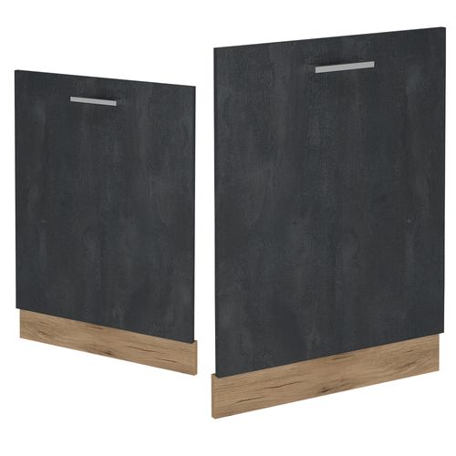 Façade De Lave-vaisselle R-line 55096 Béton Noir 60cm , Pt Marbre