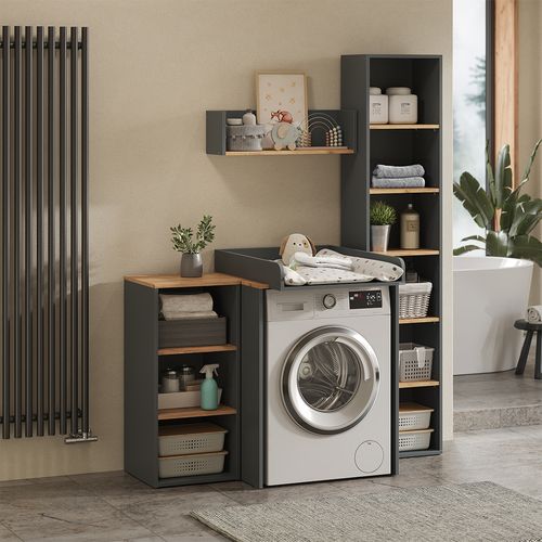 Armoire Haute Viktor 55158 Anthracite/chêne Doré 40.2x188.6cm