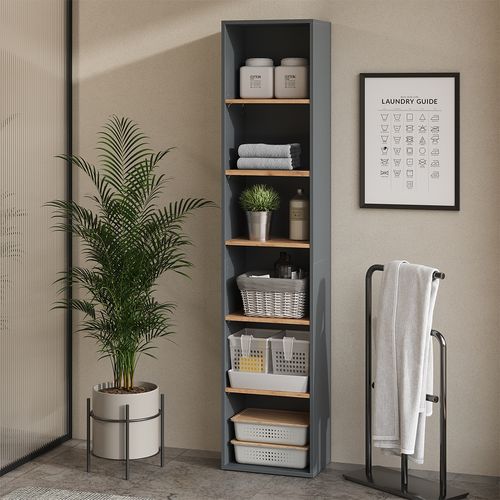 Armoire Haute Viktor 55158 Anthracite/chêne Doré 40.2x188.6cm