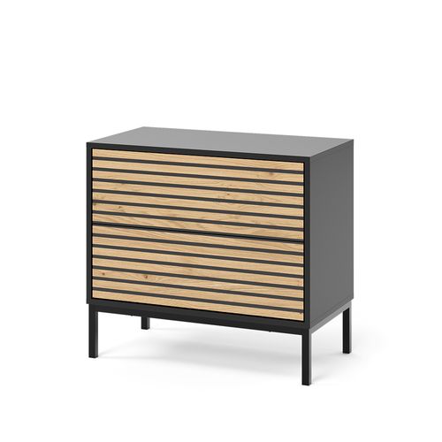 Table De Nuit Eliza 55182 Chêne Doré/anthracite 66x60cm Avec 2 Tiroirs