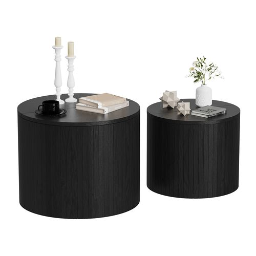 Ensemble De Tables Basses Tavilo 55194 Chêne/noir 48x48cm 2 Pièces
