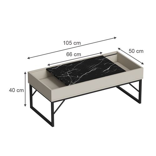 Table Basse Lunero 55196 Crème 105x50cm