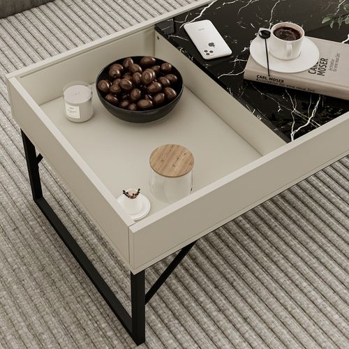 Table Basse Lunero 55196 Crème 105x50cm