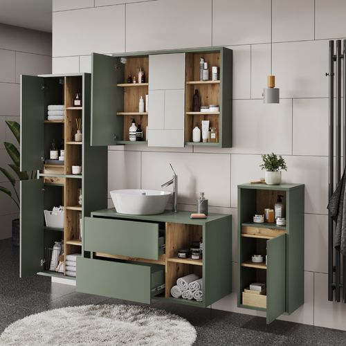Ensemble De Meubles De Salle De Bains Viola 55211 Vert/artisan 4 Pièces