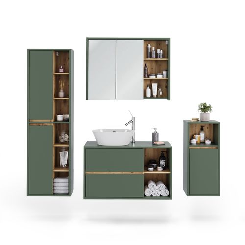Ensemble De Meubles De Salle De Bains Viola 55211 Vert/artisan 4 Pièces