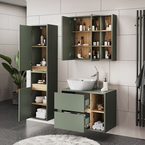 Ensemble De Meubles De Salle De Bain Viola 55234 Vert/artisan 3 Pièces