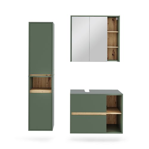 Ensemble De Meubles De Salle De Bain Viola 55234 Vert/artisan 3 Pièces