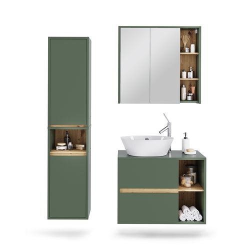 Ensemble De Meubles De Salle De Bain Viola 55234 Vert/artisan 3 Pièces