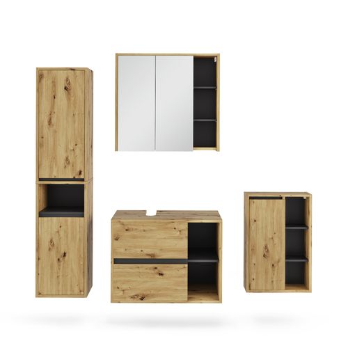 Ensemble De Meubles De Salle De Bains Viola 55233 Artisan/gris 4 Pièces