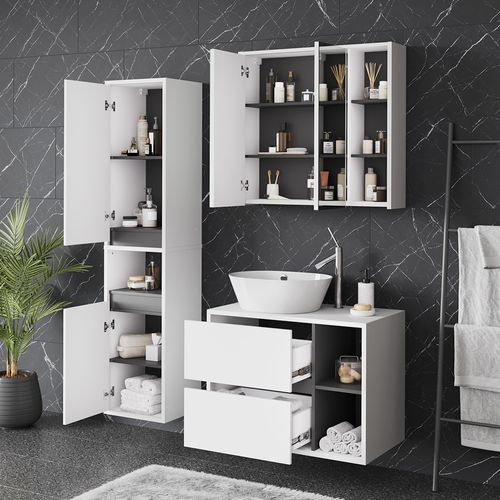 Ensemble De Meubles De Salle De Bain Viola 55228 Blanc/gris 3 Pièces
