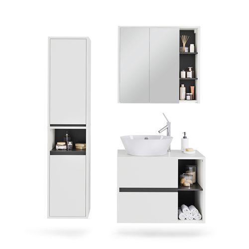Ensemble De Meubles De Salle De Bain Viola 55228 Blanc/gris 3 Pièces