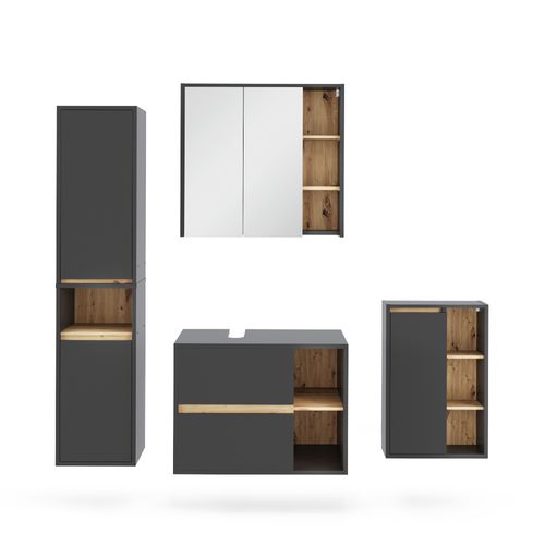 Ensemble De Meubles De Salle De Bain Viola 55227 Gris/artisan 4 Pièces