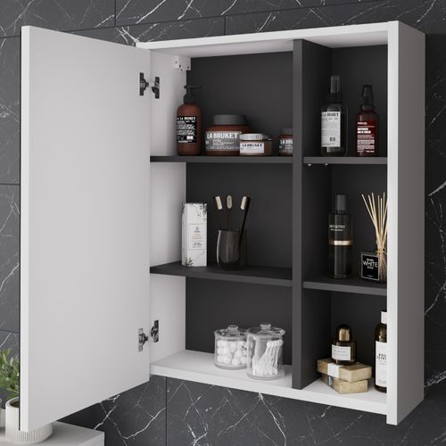 Ensemble De Meubles De Salle De Bains Viola 55218 Blanc/gris 4 Pièces