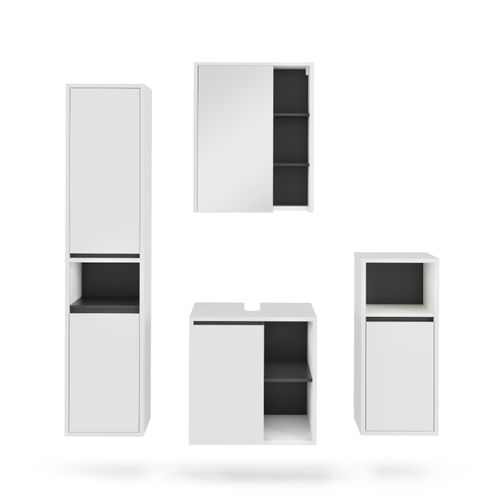 Ensemble De Meubles De Salle De Bains Viola 55218 Blanc/gris 4 Pièces