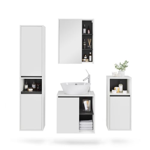 Ensemble De Meubles De Salle De Bains Viola 55218 Blanc/gris 4 Pièces