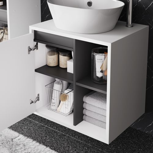 Ensemble De Meubles De Salle De Bains Viola 55216 Blanc/gris 3 Pièces