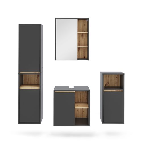 Ensemble De Meubles De Salle De Bains Viola 55215 Gris/artisan 4 Pièces