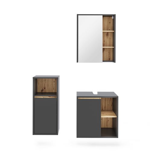 Ensemble De Meubles De Salle De Bains Viola 55214 Gris/artisan 3 Pièces